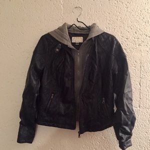 Xhilaration Leather Jacket with Hood